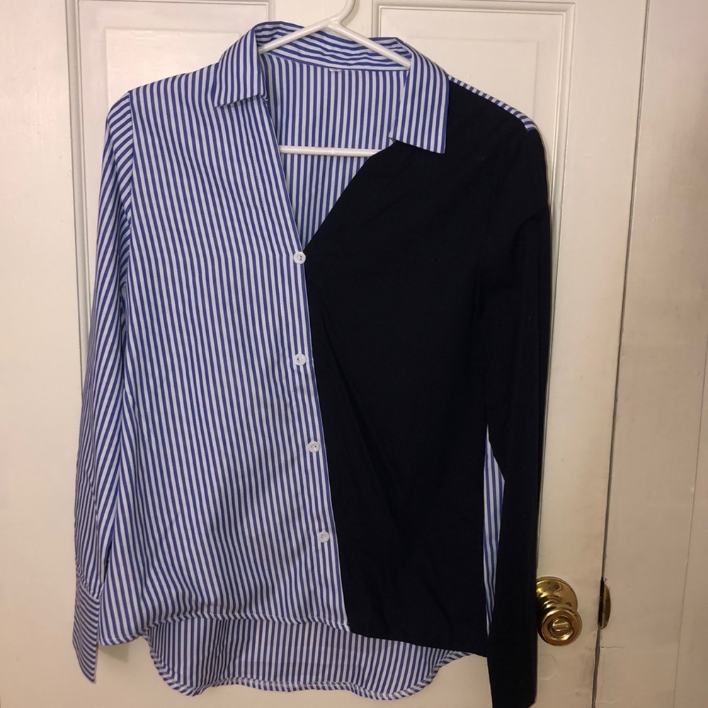 Two tone stripe blouse